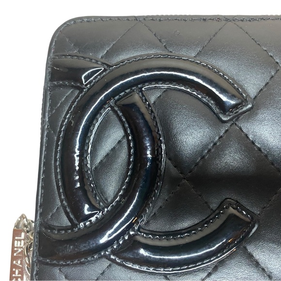 Authentic Black Calfskin Quilted Cambon Ligne Long Zip Around Wallet - Picture 3 of 15